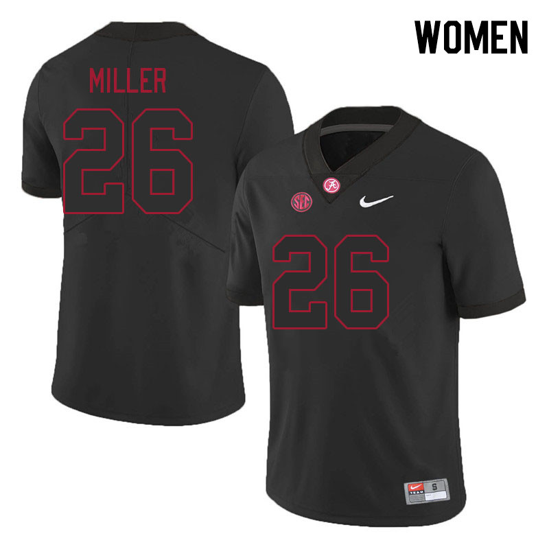 Women #26 Jam Miller Alabama Crimson Tide College Footabll Jerseys Stitched-Black